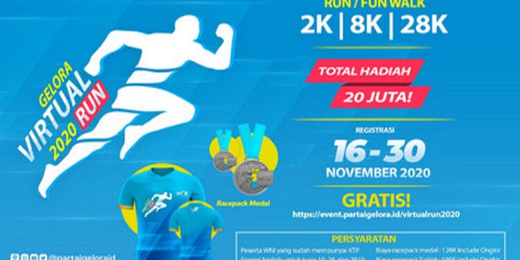 Tetap Bugar di Masa Pandemi, Partai Gelora Gelar ‘Gelora Virtual 2020 RUN’
