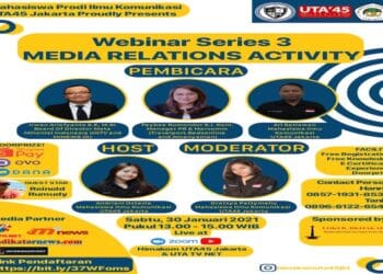 HMPS Ilmu Komunikasi FISIP Universitas 17 Agustus 1945 Selenggarakan Webinar Series – 3 ‘ Media Relation Activity’