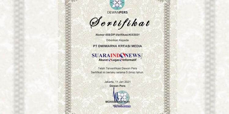 Lolos Terverifikasi Faktual Dewan Pers, Suaraindonews.com Terima Sertifikat