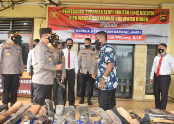 Kapolda Jambi Terima Puluhan Senpi Jenis Kecepek dari SAD Pasir Putih