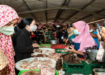 Cek Harga Pangan di Pasar Jungke Karanganyar, Puan Borong Bakso untuk Buka Puasa