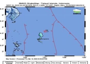 Gempa M5,4 di Kepulauan Talaud Akibat Aktivitas Lempeng Laut Maluku