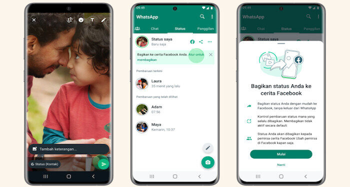 WhatsApp Permudah Berbagi Status ke Facebook Story