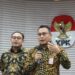 Kepala Bagian Pemberitaan KPK Ali Fikri (kanan) berikan keterangan terkait penggeledahan di Kantor Kementerian Pertanian dalam jumpa pers di Gedung Merah Putih KPK, Jakarta Selatan, Jumat (29/9/2023).