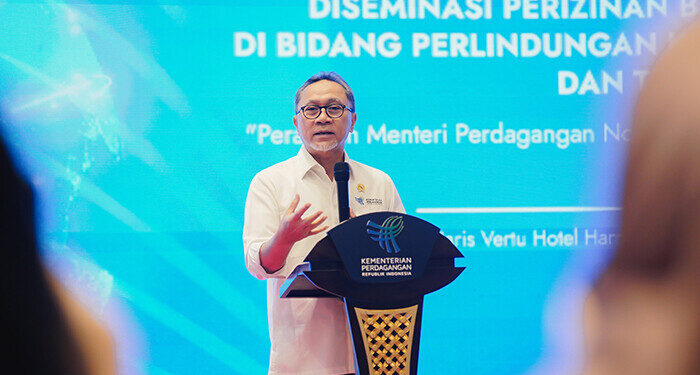 Mendag Zulkifli Hasan saat membuka “Diseminasi Perizinan Berusaha di Bidang Perlindungan Konsumen dan Tertib Niaga: Peraturan Menteri Perdagangan Nomor 21 Tahun 2023” pada Senin (11/9/2023) di Jakarta