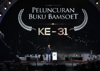 Ketua Majelis Permusyawaratan Rakyat Republik Indonesia, Bambang Soesatyo saat Peluncuran Buku Bamsoet ke-31 di Bengkel Space SCBD Senayan, Jakarta, Minggu (10/9/2023)