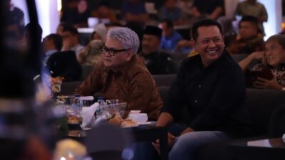 Ketua Majelis Permusyawaratan Rakyat Republik Indonesia, Bambang Soesatyo saat Peluncuran Buku Bamsoet ke-31 di Bengkel Space SCBD Senayan, Jakarta, Minggu (10/9/2023)