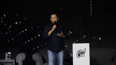 Ketua Majelis Permusyawaratan Rakyat Republik Indonesia, Bambang Soesatyo saat Peluncuran Buku Bamsoet ke-31 di Bengkel Space SCBD Senayan, Jakarta, Minggu (10/9/2023)