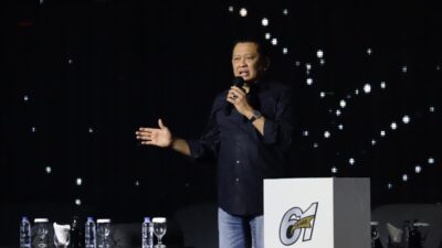 Ketua Majelis Permusyawaratan Rakyat Republik Indonesia, Bambang Soesatyo saat Peluncuran Buku Bamsoet ke-31 di Bengkel Space SCBD Senayan, Jakarta, Minggu (10/9/2023)