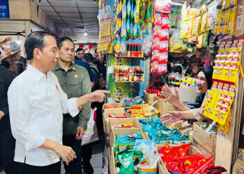 Presiden Jokowi saat Meninjau Harga Komoditas Pangan di Pasar Johar Karawang pada 14 September 2023. Foto: BPMI Setpres/Laily Rachev
