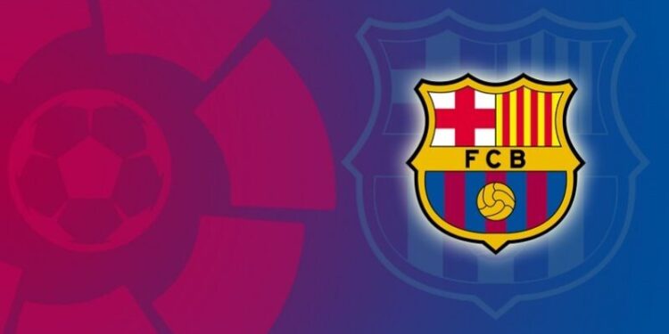 Ilustrasi logo klub Liga Spanyol, Barcelona.