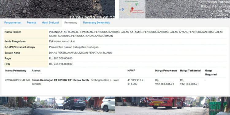 Diduga Lemahnya Pengawasan DPUPR Grobogan, Kerusakan Aspal Khawatir Jadi Temuan BPK