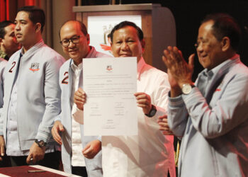 Relawan Pedagang Indonesia Maju (Rapim) mendeklarasikan dukungan kepada Prabowo-Gibran di Pilpres 2024.