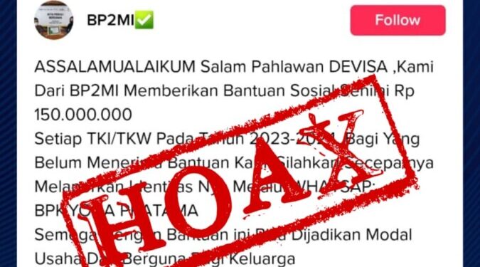 Soal Bantuan Sosial Rp150.000.000 untuk PMI Beredar Di Medsos, BP2MI: Hoax dan Tak Benar