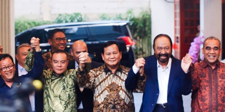 Ketua Umum Nasdem, Surya Paloh, Bersama Presiden Terpilih Prabowo Subianto di Kediaman Kertanegara