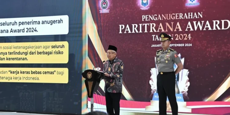 Wapres Ma’ruf Amin Ajak Tingkatkan Perlindungan Pekerja di Paritrana Award