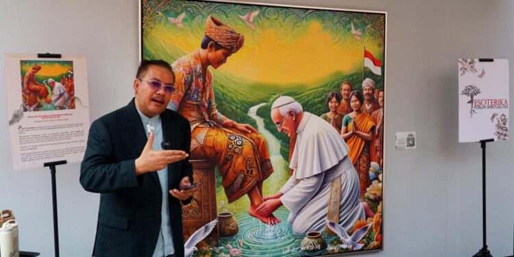 Lukisan Paus Fransiskus Denny JA Pukau Pengunjung Festival Toleransi