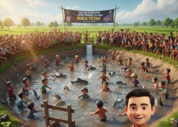 Tradisi Buka Tetek di Klaten, Ratusan Warga Berebut Ikan di Embung