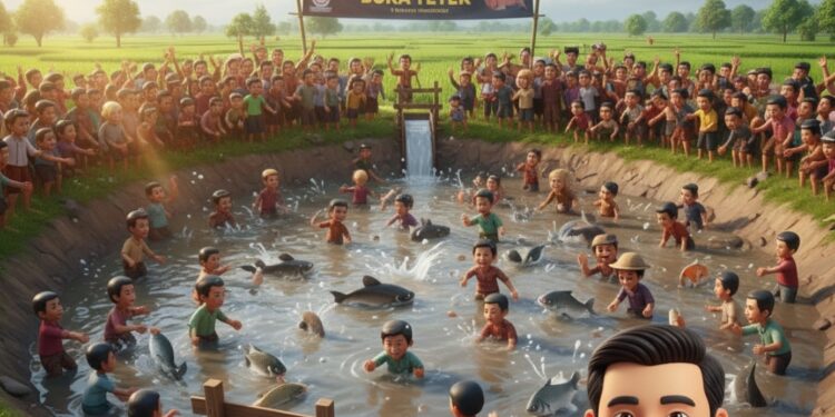 Tradisi Buka Tetek di Klaten, Ratusan Warga Berebut Ikan di Embung