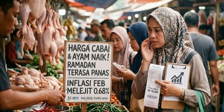 Ramadan Bikin Harga “Panas Membara”! Inflasi Februari 2026 Melejit 0,68% Tak Terbendung — Pangan Menggila, Cabai & Ayam Jadi Biang Kerok, 33 Provinsi Terseret Inflasi