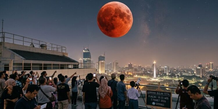 Langit RI Bersiap Membara! Gerhana Bulan Total 3 Maret 2026 Bakal Warnai Malam dengan “Bulan Merah Darah”