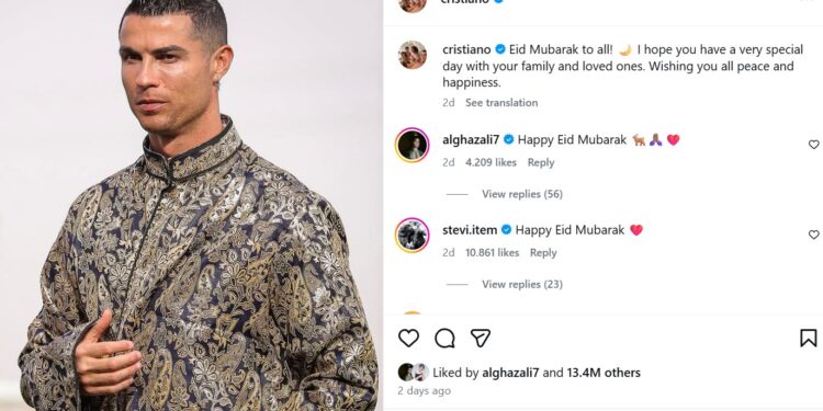 Cristiano Ronaldo Ikut Ucapkan Idul Fitri, Banjir Pujian dari Fans Muslim Dunia