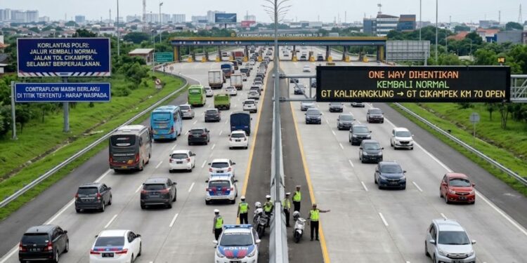 One Way Resmi Dihentikan, Arus Mudik dari Kalikangkung ke Cikampek Kembali Normal