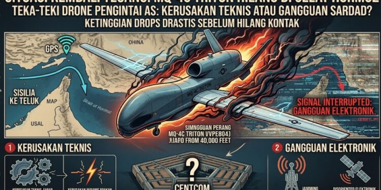 Drone Pengintai AS Seharga Rp2 Triliun Hilang Usai Terjun Bebas dari 40.000 Kaki di Langit Selat Hormuz