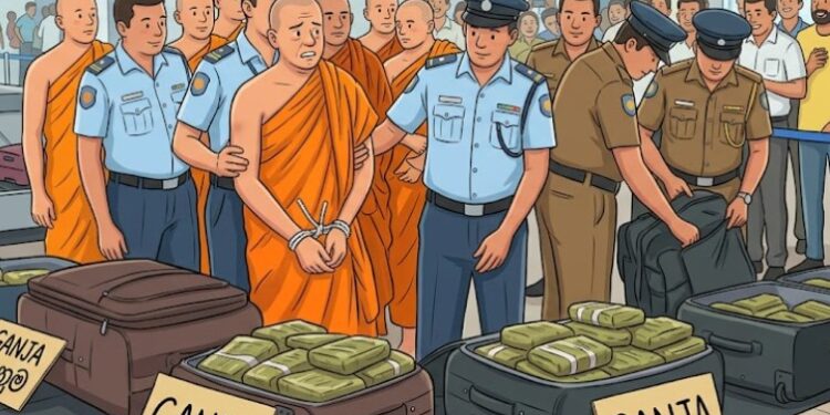 Geger! 22 Biksu Ditangkap di Bandara Sri Lanka Bawa 110 Kg Ganja di Koper