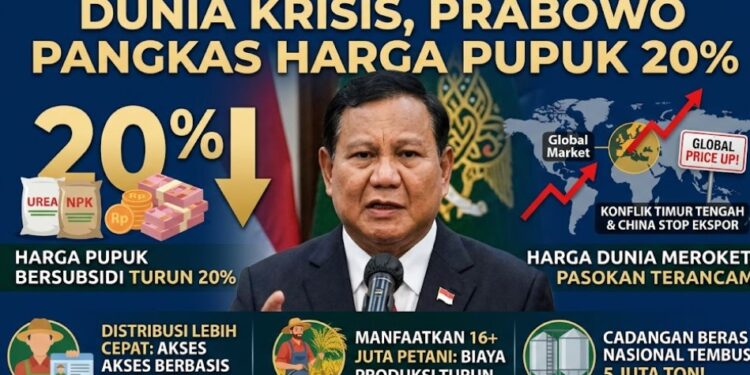 Pupuk Dunia Naik, Prabowo Subianto Malah Pangkas Harga 20%