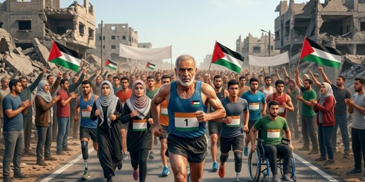 Palestina Marathon Kembali Digelar di Gaza, Ribuan Warga Lari di Tengah Bekas Luka Perang