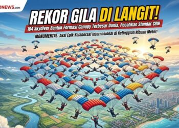 Rekor Gila di Langit! 104 Skydiver Bentuk Formasi Canopy Terbesar Dunia, Pecahkan Standar CRW