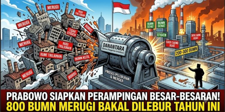 Prabowo Siapkan Perampingan Besar-Besaran, 800 BUMN Merugi Bakal Dilebur Tahun Ini