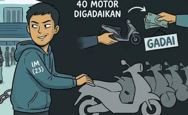 Omong Manis Berujung Tangis! Mahasiswa Gadaikan 40 Motor Teman dan Pacar Demi Foya-Foya hingga MiChat
