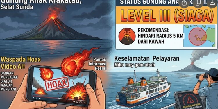 Status Gunung Anak Krakatau Naik Menjadi Siaga, Masyarakat Diminta Tidak Mendekat Radius 5 Kilometer