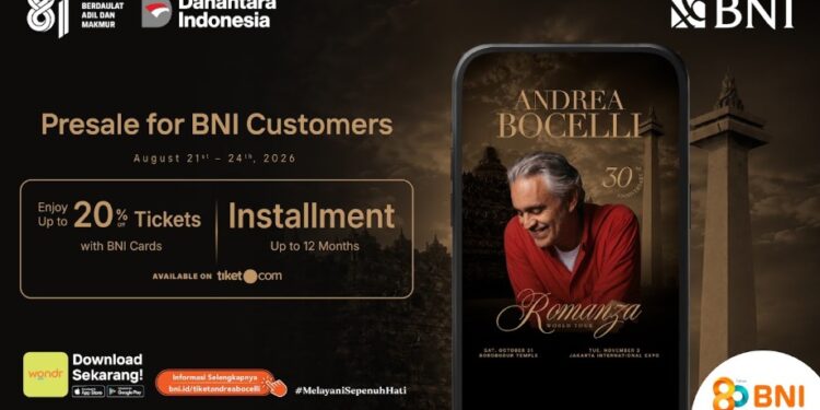 BNI Hadirkan Akses Eksklusif Menikmati Andrea Bocelli “Romanza” di Indonesia