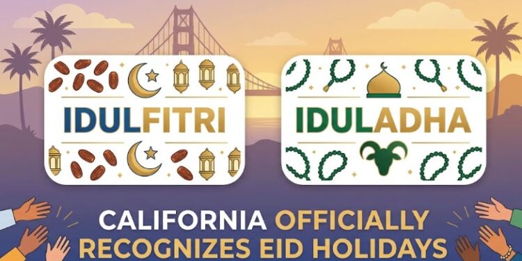 California Resmi Akui Idulfitri dan Iduladha sebagai Hari Libur Negara Bagian, Muslim Kini Punya Ruang Lebih Lega