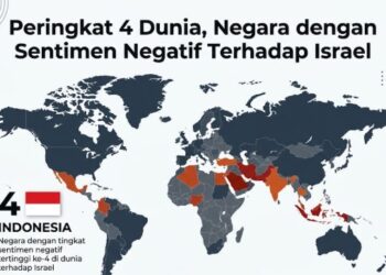 Masuk Peringkat 4 Dunia, Negara dengan Sentimen Negatif terhadap Israel