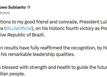 Prabowo Ucapkan Selamat atas Kemenangan Lula di Pilpres Brasil, Dorong Penguatan Hubungan Kedua Negara